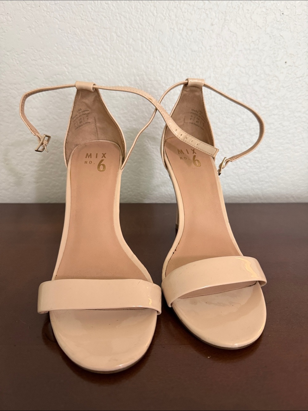 Mix No. 6 Nude Patent Ankle-Strap Block Heels